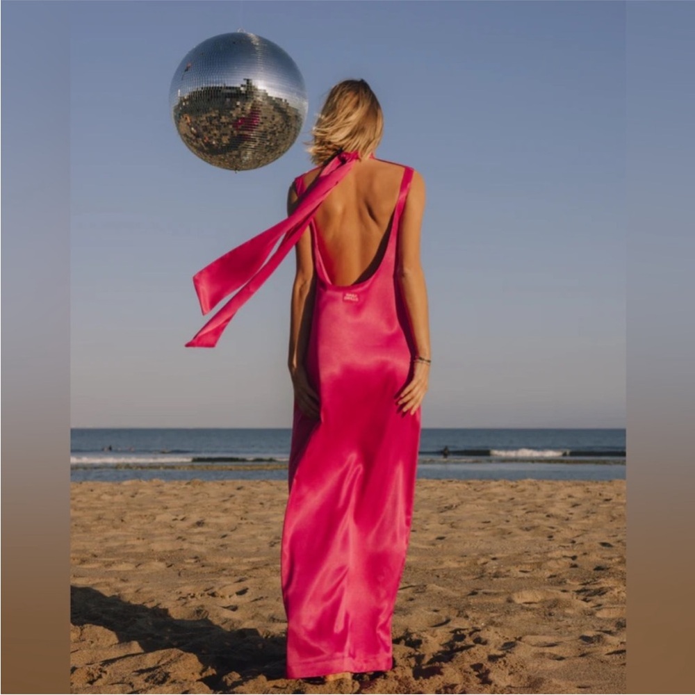 Daily Drills - Pink Long Satin Dress